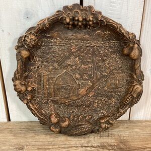 Vintage OrnaWood Farm Scene Plate